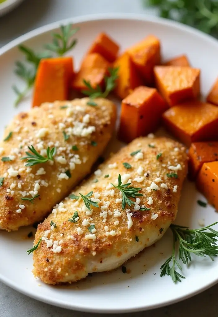 25 Air Fryer Parmesan Crusted Chicken Recipes That Crunch Perfectly 12 25 Air Fryer Parmesan Crusted Chicken Recipes That Crunch Perfectly - 11. Parmesan Crusted Chicken with Sweet Potato