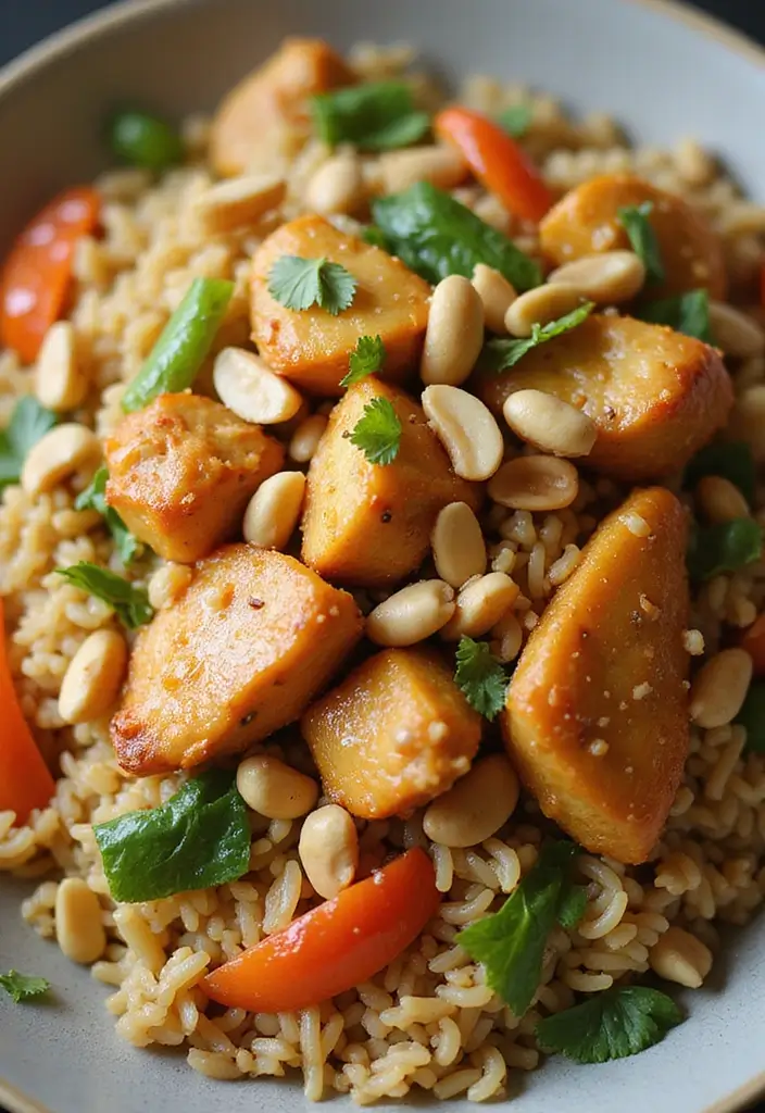 27 Canned Chicken and Rice Recipes That Are Surprisingly Delicious - 26. Chicken and Rice Stir-Fry with Peanuts