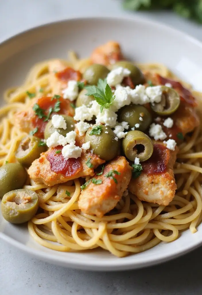 27 Chicken Bacon Carbonara Pasta Recipes That Taste Divine - 21. Mediterranean Chicken Bacon Carbonara