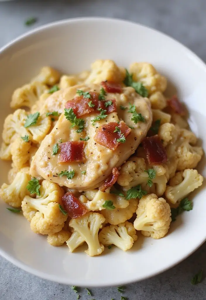27 Chicken Bacon Carbonara Pasta Recipes That Taste Divine - 24. Chicken Bacon Carbonara with Cauliflower