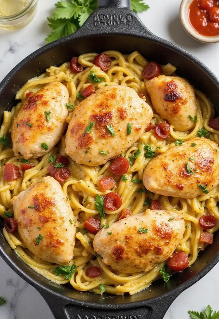 27 Chicken Bacon Carbonara Pasta Recipes That Taste Divine - 8. One-Pan Chicken Bacon Carbonara