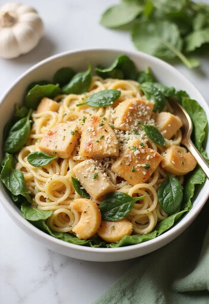 27 Chicken Garlic Parmesan Pasta Recipes That Are Cheesy Heaven - 1. Lighter Chicken Garlic Parmesan Pasta