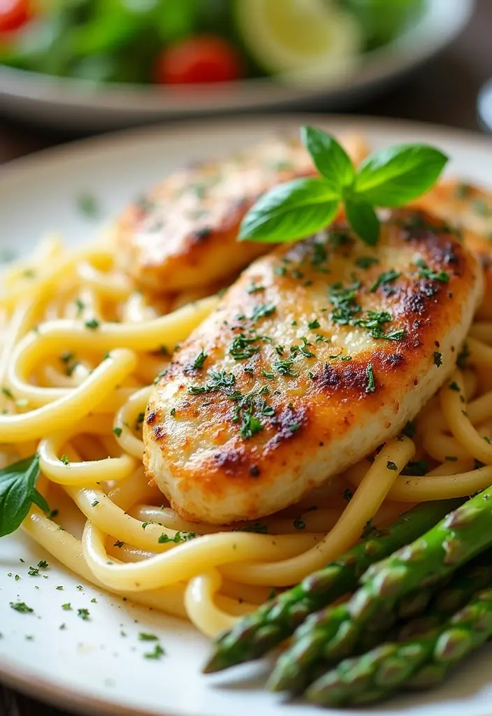 27 Chicken Garlic Parmesan Pasta Recipes That Are Cheesy Heaven - 12. Chicken Garlic Parmesan Pasta with Asparagus