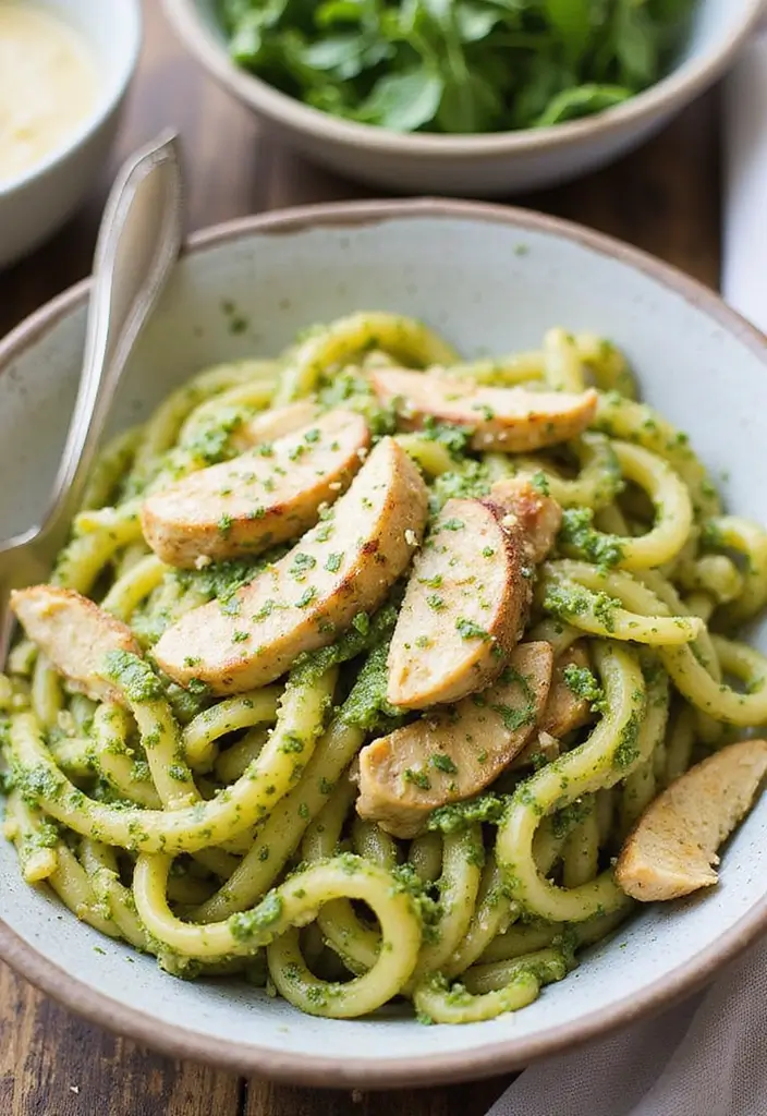 27 Chicken Garlic Parmesan Pasta Recipes That Are Cheesy Heaven - 13. Chicken Garlic Parmesan Pesto Pasta