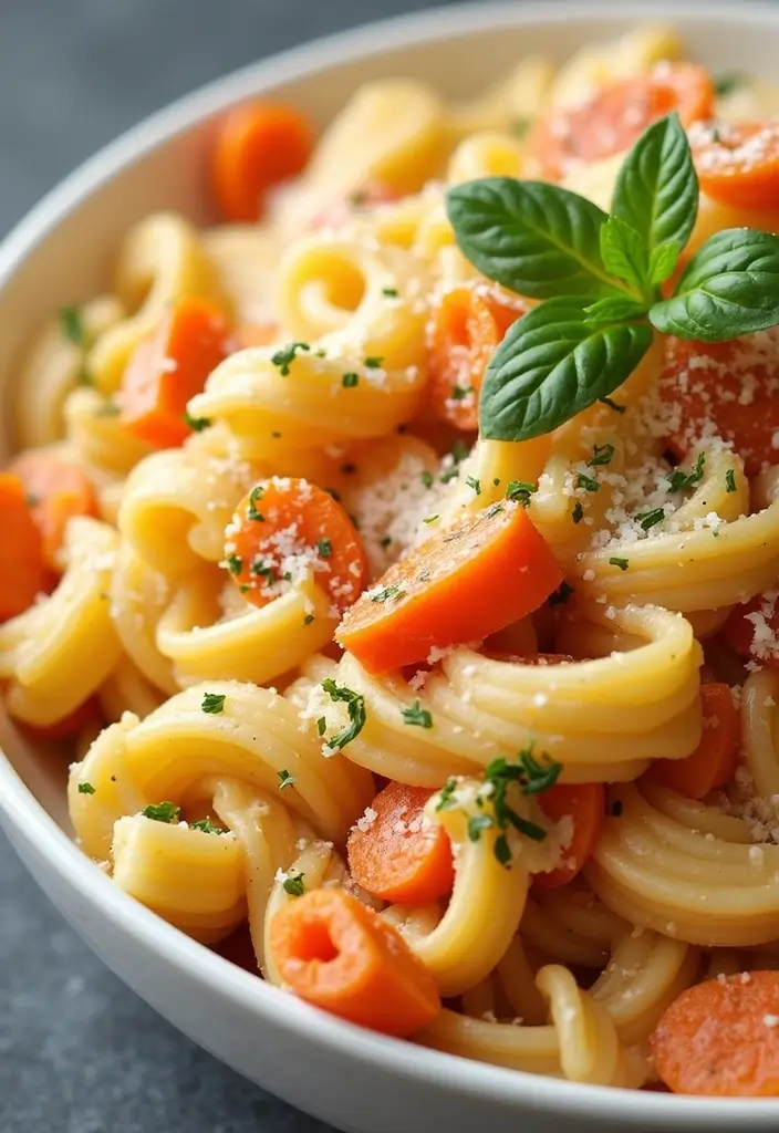 27 Chicken Garlic Parmesan Pasta Recipes That Are Cheesy Heaven - 20. Chicken Garlic Parmesan Pasta with Carrots