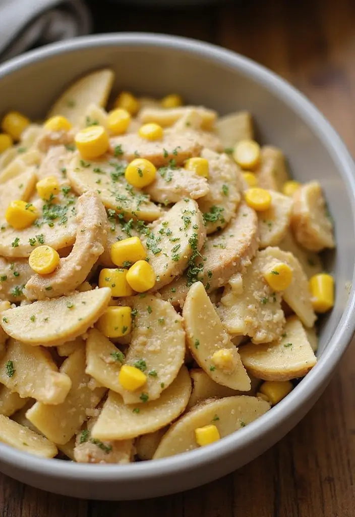 27 Chicken Garlic Parmesan Pasta Recipes That Are Cheesy Heaven - 21. Chicken Garlic Parmesan Pasta with Corn