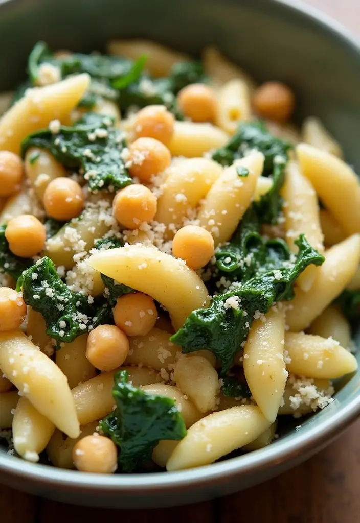 27 Chicken Garlic Parmesan Pasta Recipes That Are Cheesy Heaven - 27. Chicken Garlic Parmesan Pasta with Spinach and Chickpeas