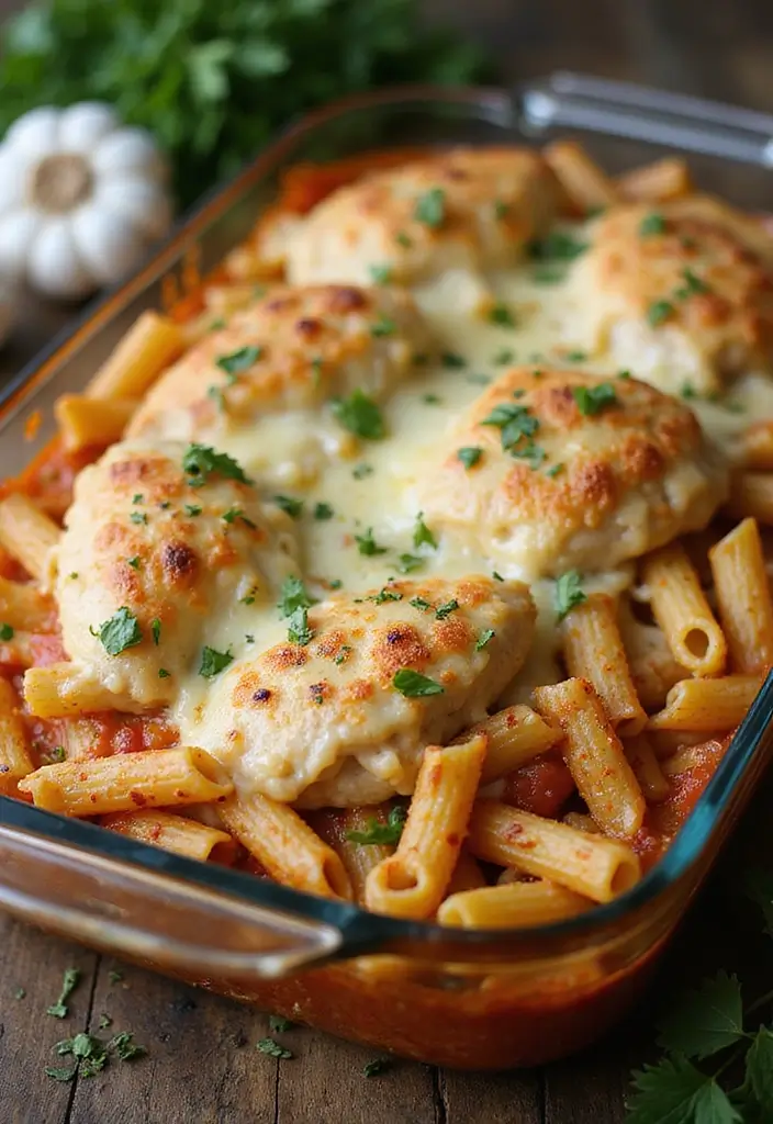 27 Chicken Garlic Parmesan Pasta Recipes That Are Cheesy Heaven - 4. Baked Chicken Garlic Parmesan Pasta