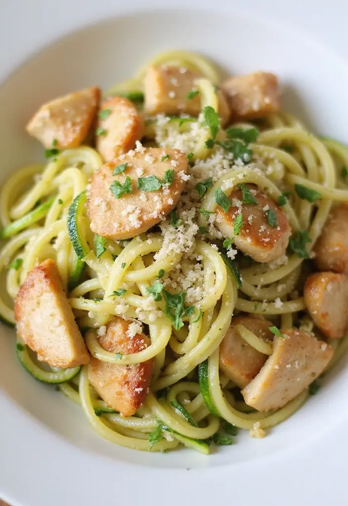 27 Chicken Garlic Parmesan Pasta Recipes That Are Cheesy Heaven - 7. Chicken Garlic Parmesan Pasta with Zucchini Noodles