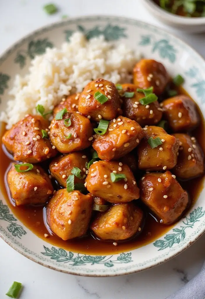 27 General Tso Chicken Crockpot Recipes That Are Sweet & Spicy - 5. Sticky General Tso Chicken with Sesame