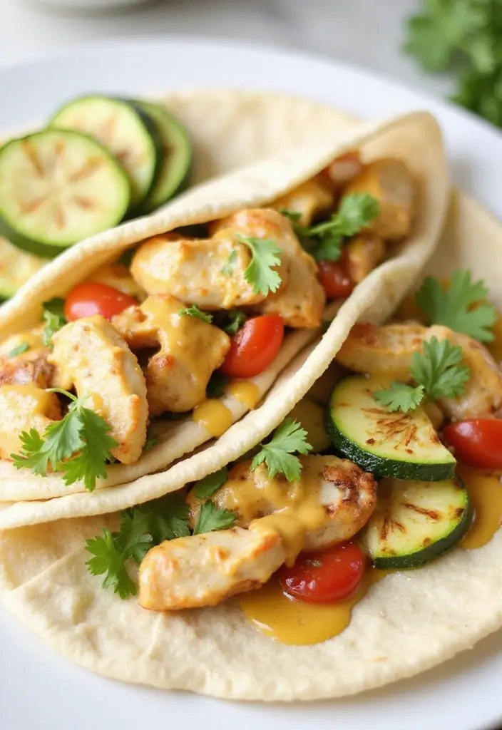 27 Honey Mustard Chicken Wrap Recipes That Are Quick & Protein-Packed 23 27 Honey Mustard Chicken Wrap Recipes That Are Quick & Protein-Packed - 22. Honey Mustard Chicken and Zucchini Wrap