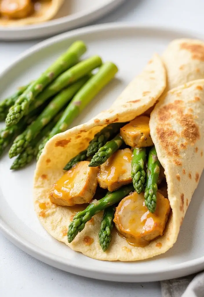 27 Honey Mustard Chicken Wrap Recipes That Are Quick & Protein-Packed 27 27 Honey Mustard Chicken Wrap Recipes That Are Quick & Protein-Packed - 26. Honey Mustard Chicken and Asparagus Wrap