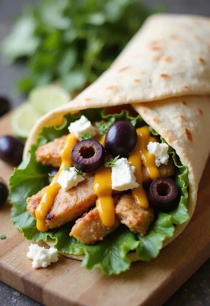 27 Honey Mustard Chicken Wrap Recipes That Are Quick & Protein-Packed 7 27 Honey Mustard Chicken Wrap Recipes That Are Quick & Protein-Packed - 6. Mediterranean Honey Mustard Chicken Wrap