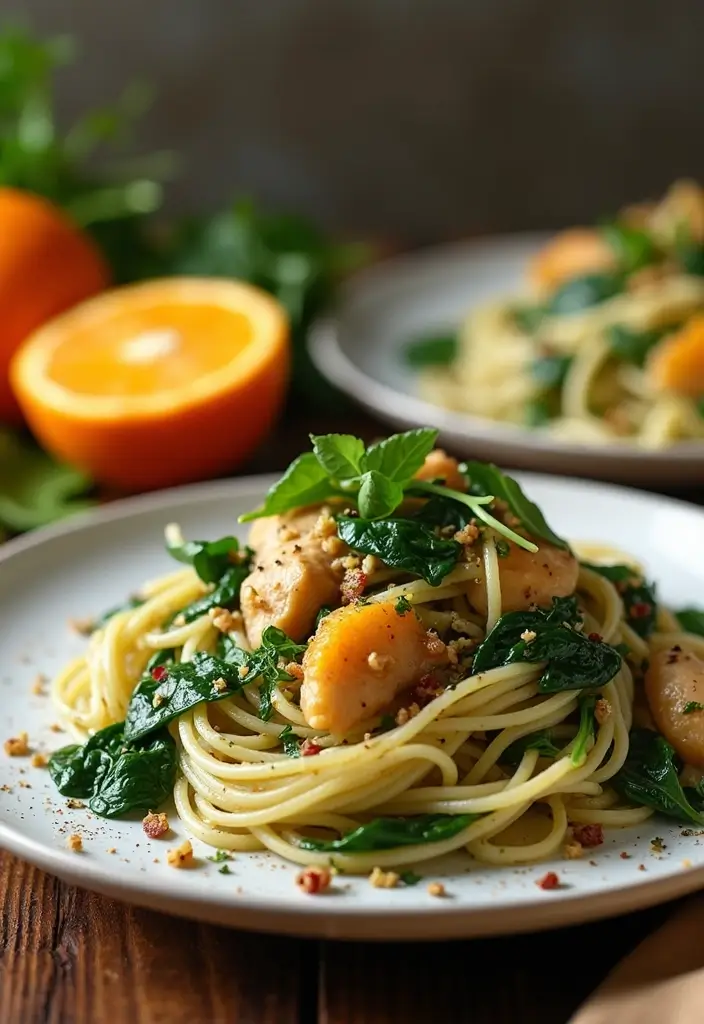 27 Orange Chicken Recipe Healthy Versions That Feel Fresh & Light - 26. Orange Chicken and Spinach Pasta