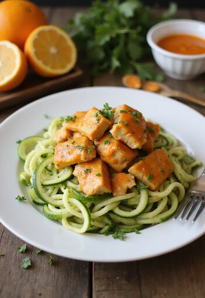 27 Orange Chicken Recipe Healthy Versions That Feel Fresh & Light - 7. Orange Chicken & Zucchini Noodles