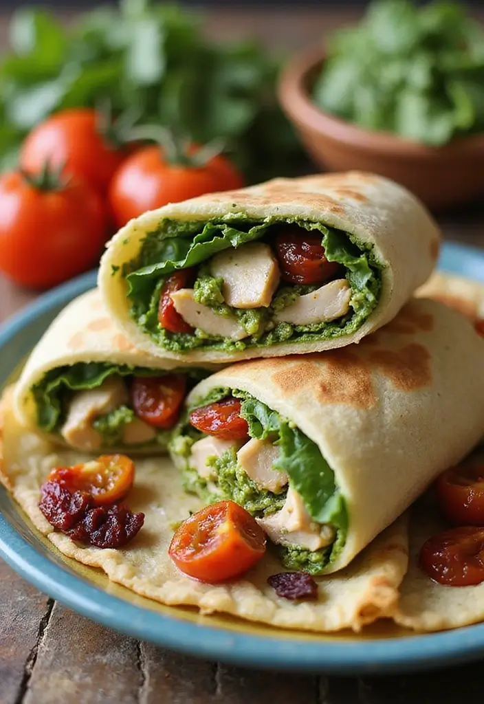 27 Rotisserie Chicken Wrap Recipes That Are Portable & Yummy 9 27 Rotisserie Chicken Wrap Recipes That Are Portable & Yummy - 8. Pesto Chicken Wrap