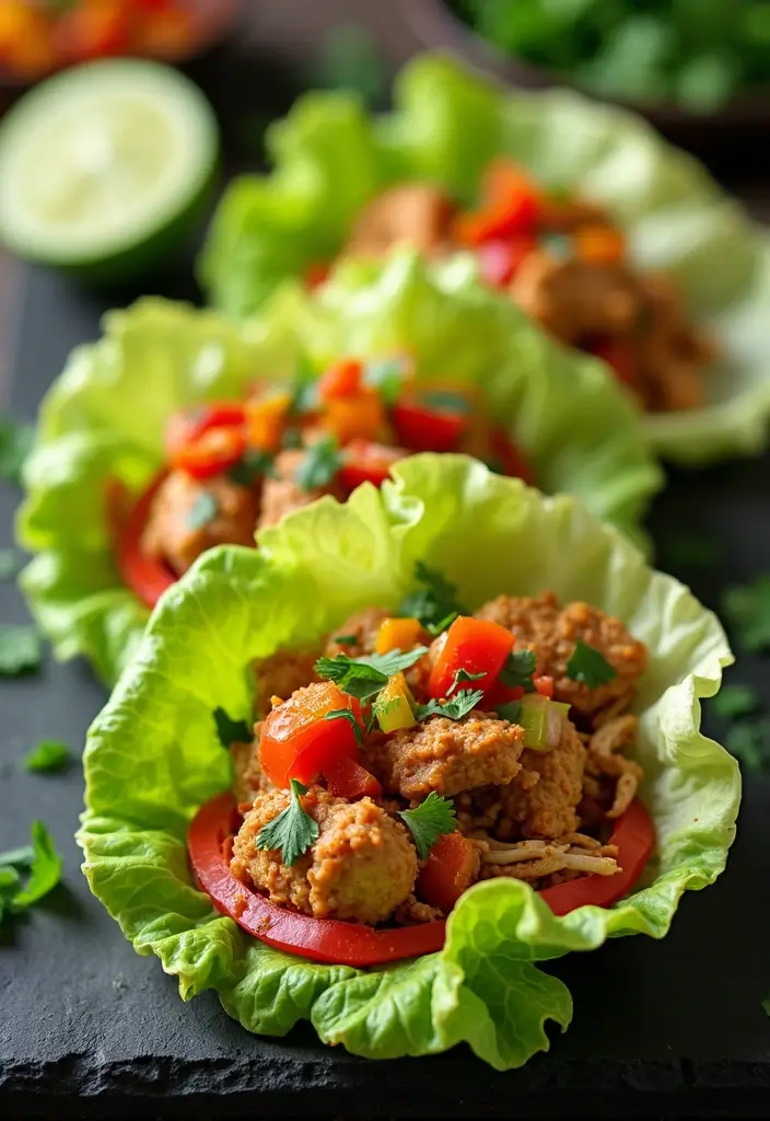 27 Thai Chicken Lettuce Wraps Recipes That Are Crunchy & Clean - 11. Thai Chicken Lettuce Wraps with Pickled Vegetables