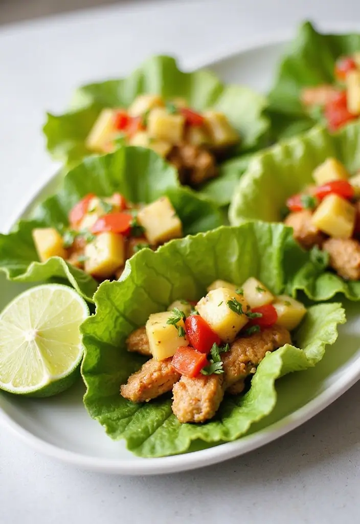 27 Thai Chicken Lettuce Wraps Recipes That Are Crunchy & Clean - 12. Thai Chicken Lettuce Wraps with Pineapple Salsa