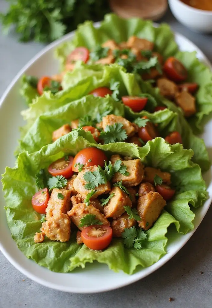 27 Thai Chicken Lettuce Wraps Recipes That Are Crunchy & Clean - 15. Thai Chicken Lettuce Wraps with Cilantro and Lime Dressing
