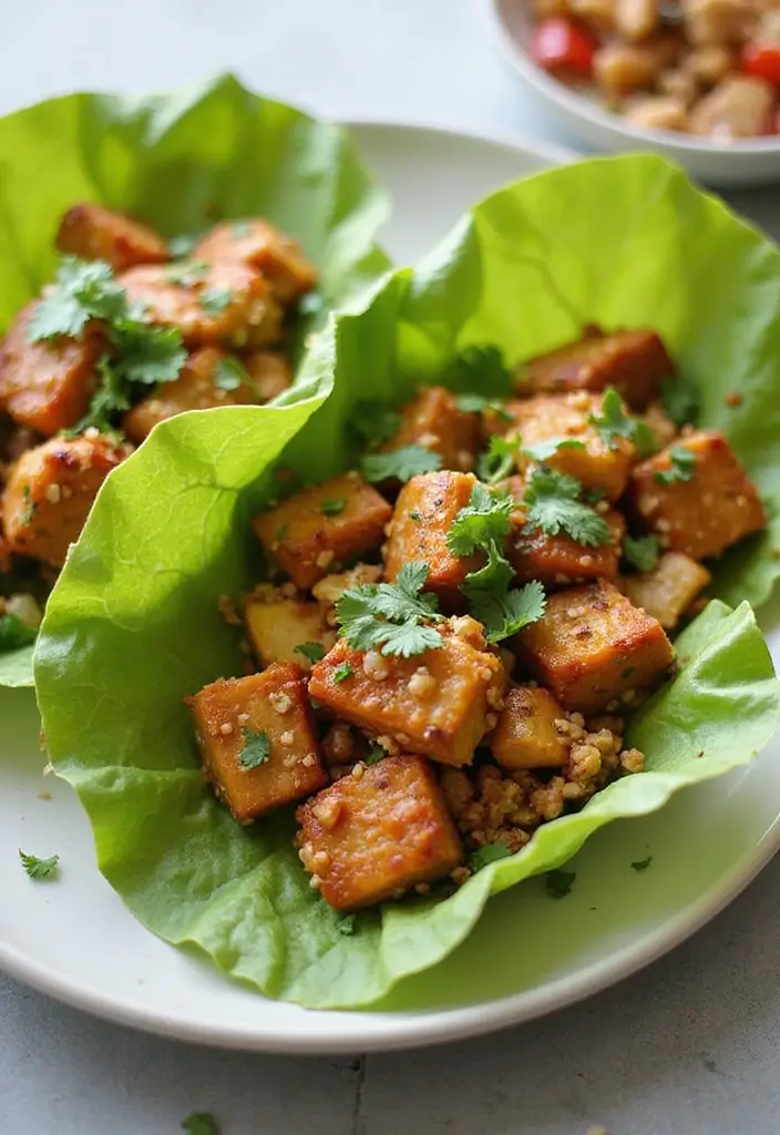 27 Thai Chicken Lettuce Wraps Recipes That Are Crunchy & Clean - 19. Thai Chicken Lettuce Wraps with Tofu
