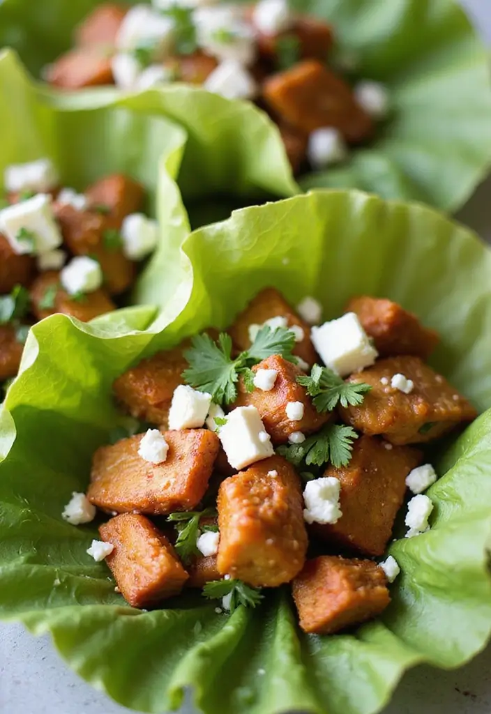 27 Thai Chicken Lettuce Wraps Recipes That Are Crunchy & Clean - 25. Thai Chicken Lettuce Wraps with Feta Cheese