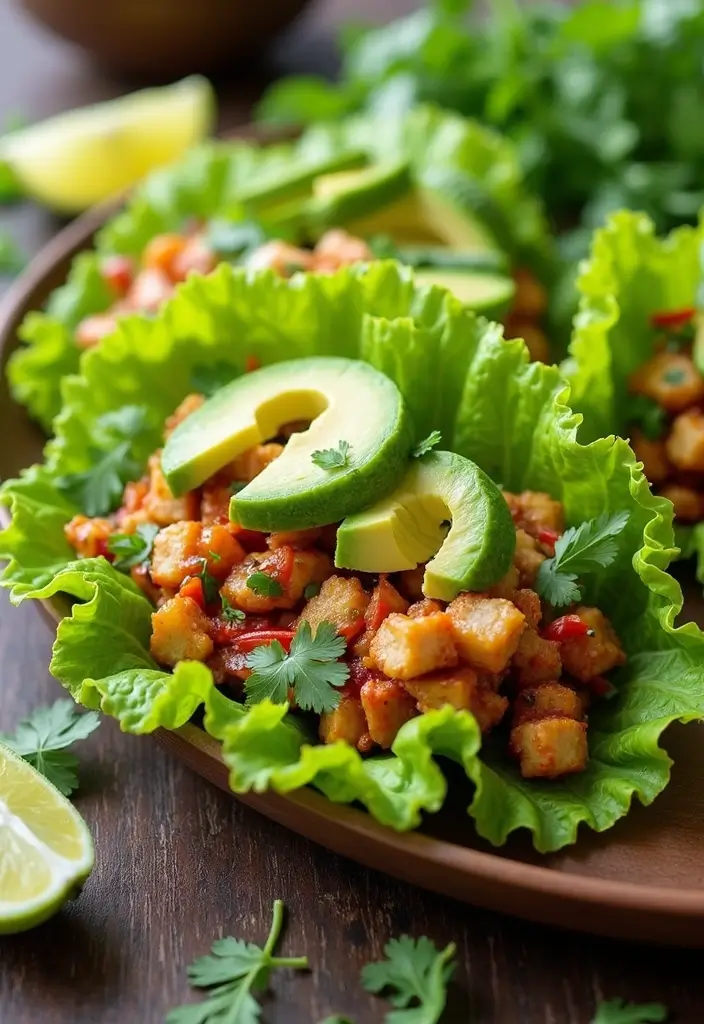 27 Thai Chicken Lettuce Wraps Recipes That Are Crunchy & Clean - 6. Thai Chicken Lettuce Wraps with Avocado and Lime
