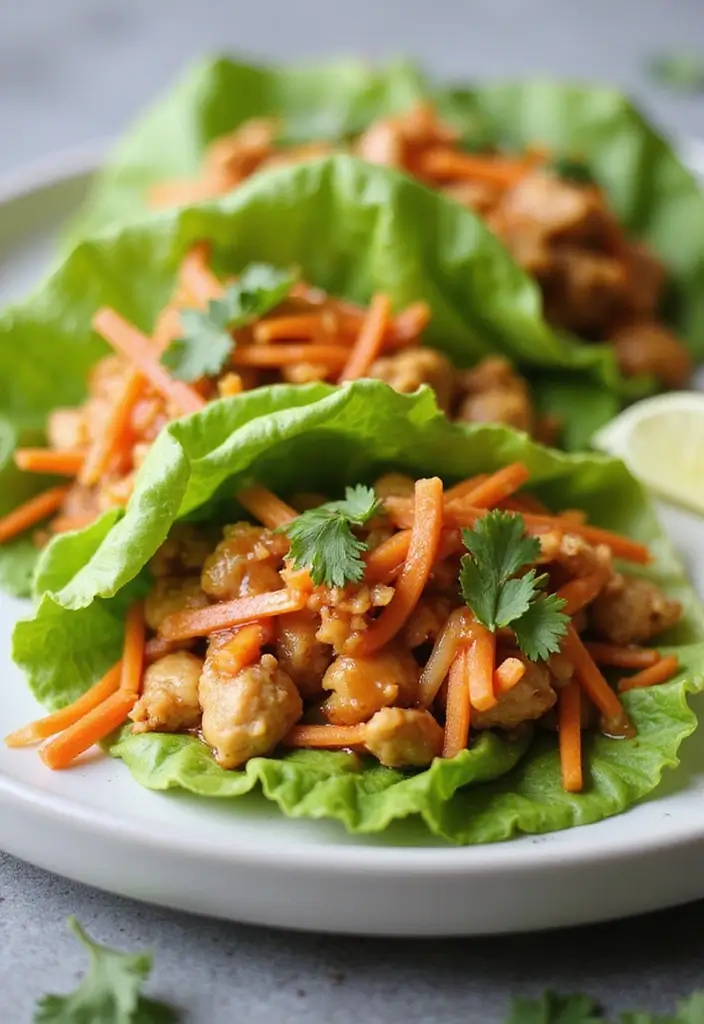 27 Thai Chicken Lettuce Wraps Recipes That Are Crunchy & Clean - 8. Thai Chicken Lettuce Wraps with Sweet Chili Sauce
