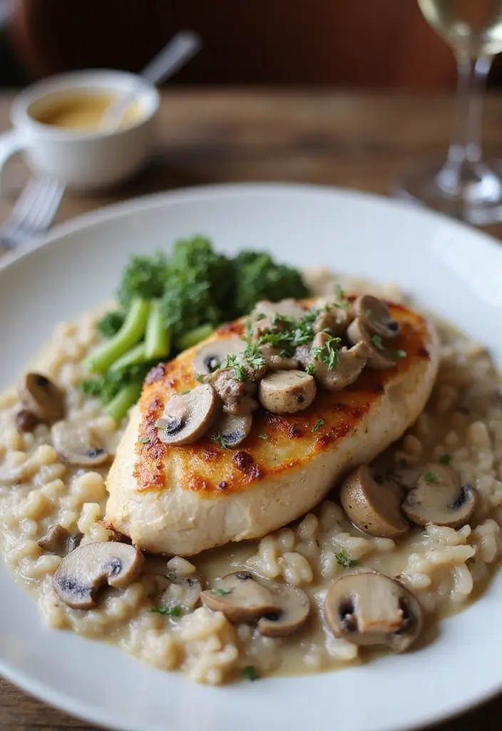 27 Ways to Cook Chicken Breast Perfectly Every Single Time 26 27 Ways to Cook Chicken Breast Perfectly Every Single Time - 25. Chicken Breast with Creamy Mushroom Risotto for Elegance