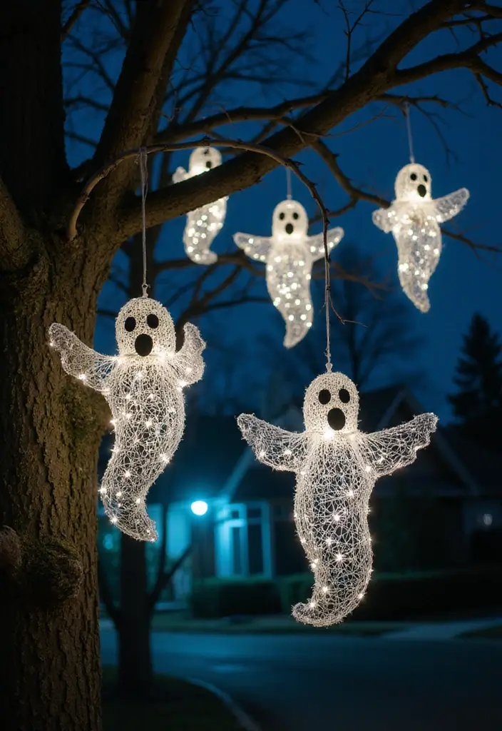 28 Chicken Wire Ghosts DIY Projects That Are Spooky & Fun 12 28 Chicken Wire Ghosts DIY Projects That Are Spooky & Fun - 11. Ghosts in Trees