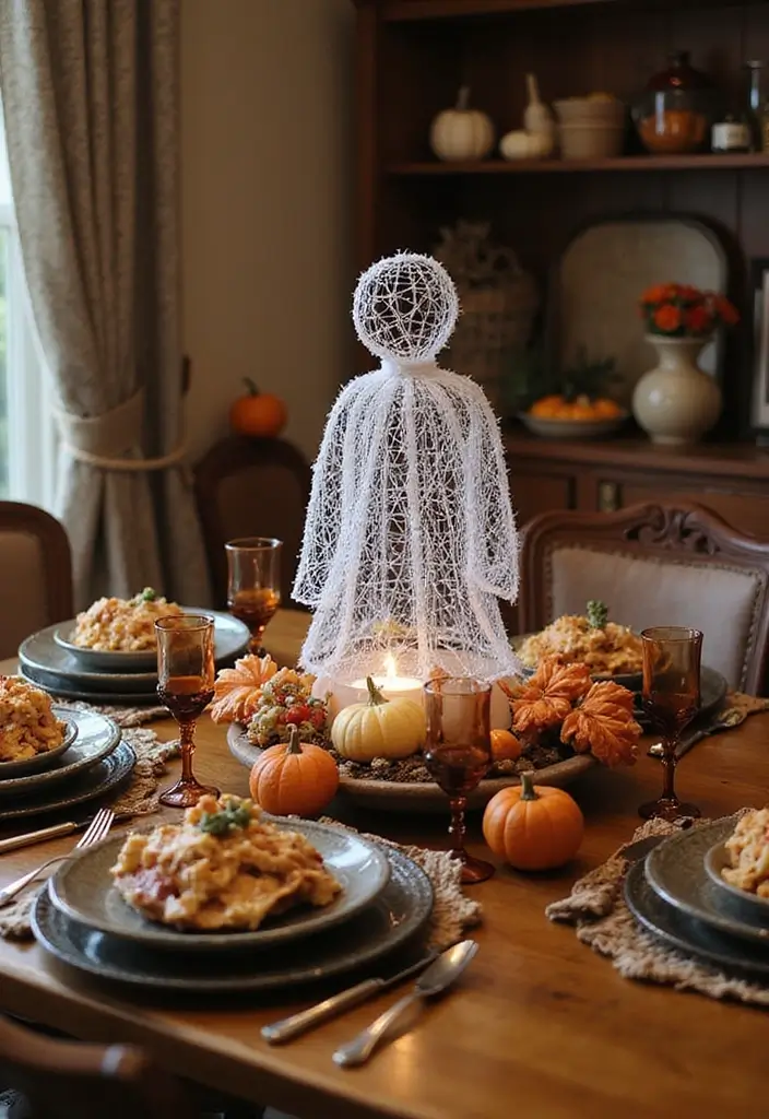28 Chicken Wire Ghosts DIY Projects That Are Spooky & Fun 13 28 Chicken Wire Ghosts DIY Projects That Are Spooky & Fun - 12. Chicken Wire Ghost Table Centerpiece