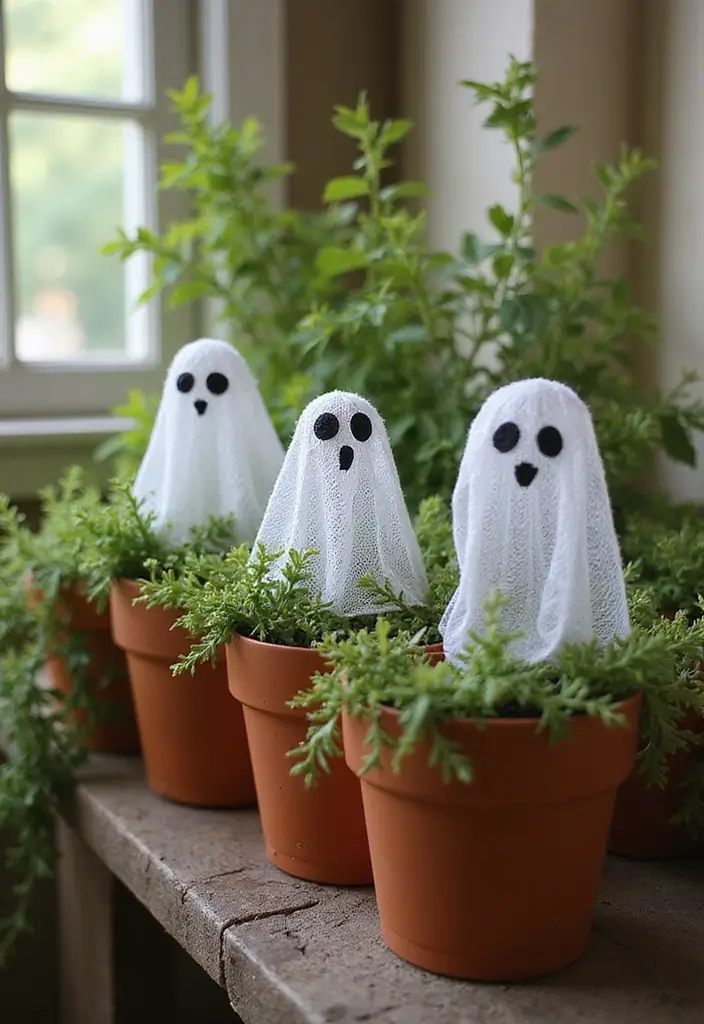 28 Chicken Wire Ghosts DIY Projects That Are Spooky & Fun 16 28 Chicken Wire Ghosts DIY Projects That Are Spooky & Fun - 15. Miniature Ghosts for Potted Plants