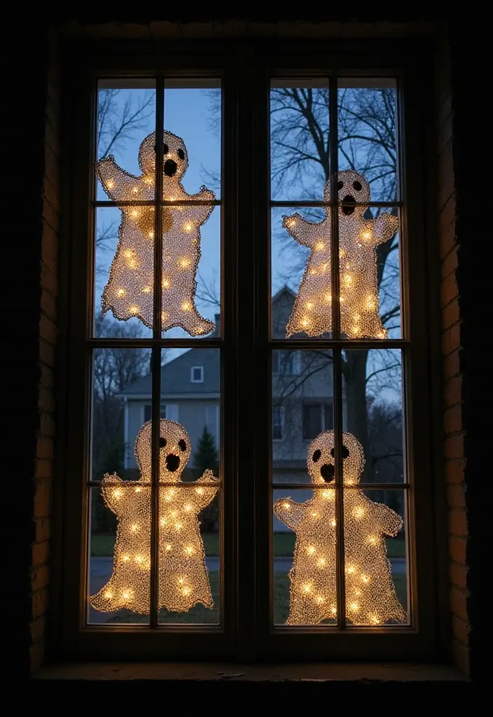 28 Chicken Wire Ghosts DIY Projects That Are Spooky & Fun 20 28 Chicken Wire Ghosts DIY Projects That Are Spooky & Fun - 19. Ghost Cutouts for Windows