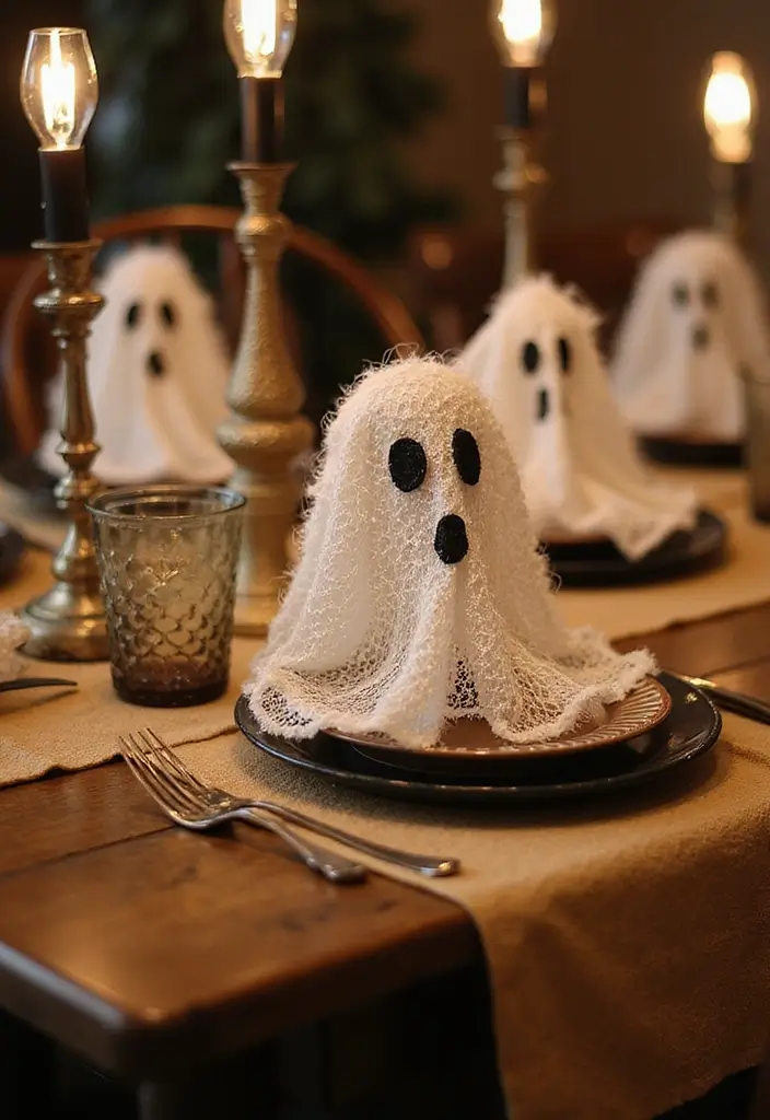 28 Chicken Wire Ghosts DIY Projects That Are Spooky & Fun 23 28 Chicken Wire Ghosts DIY Projects That Are Spooky & Fun - 22. Ghostly Table Settings