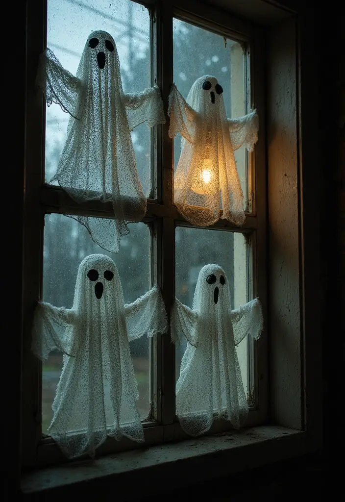 28 Chicken Wire Ghosts DIY Projects That Are Spooky & Fun 8 28 Chicken Wire Ghosts DIY Projects That Are Spooky & Fun - 7. Ghostly Window Decor