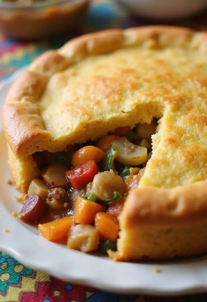 29 Cornbread Chicken Pot Pie Recipes That Feel Southern & Cozy - 10. Taco Cornbread Chicken Pot Pie