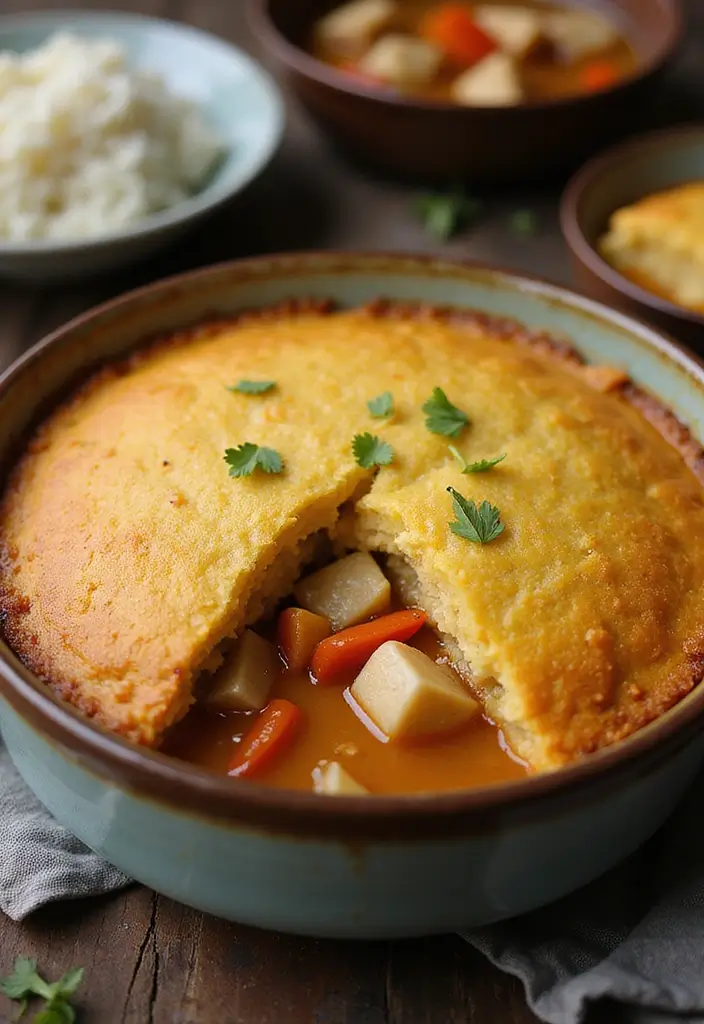 29 Cornbread Chicken Pot Pie Recipes That Feel Southern & Cozy - 21. Asian-inspired Cornbread Chicken Pot Pie