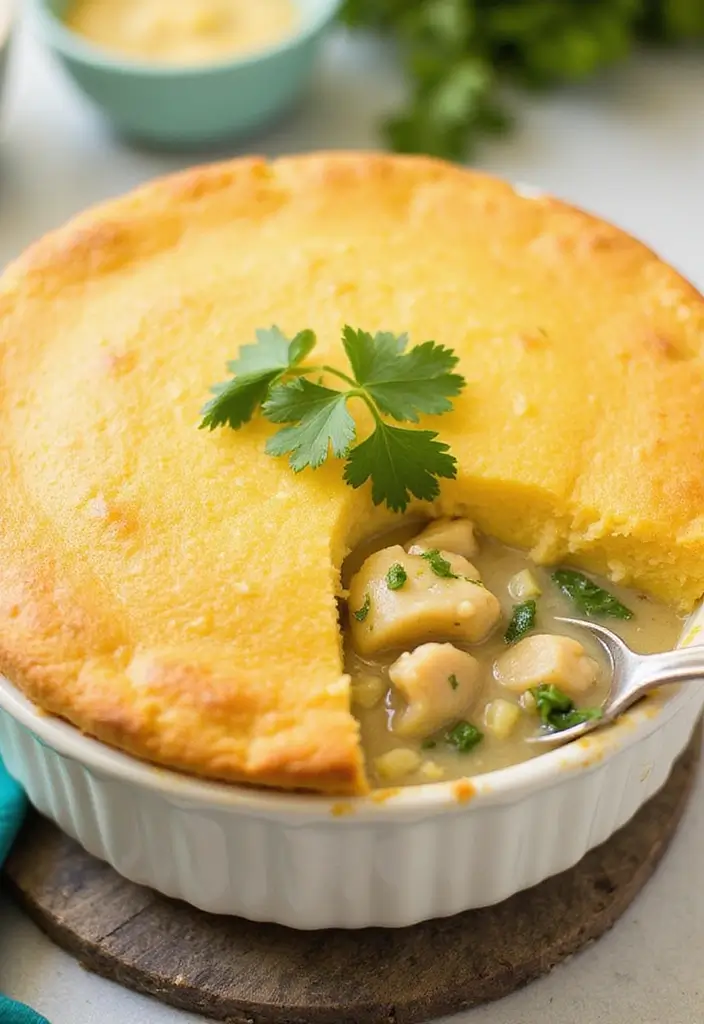 29 Cornbread Chicken Pot Pie Recipes That Feel Southern & Cozy - 25. Cilantro Lime Cornbread Chicken Pot Pie