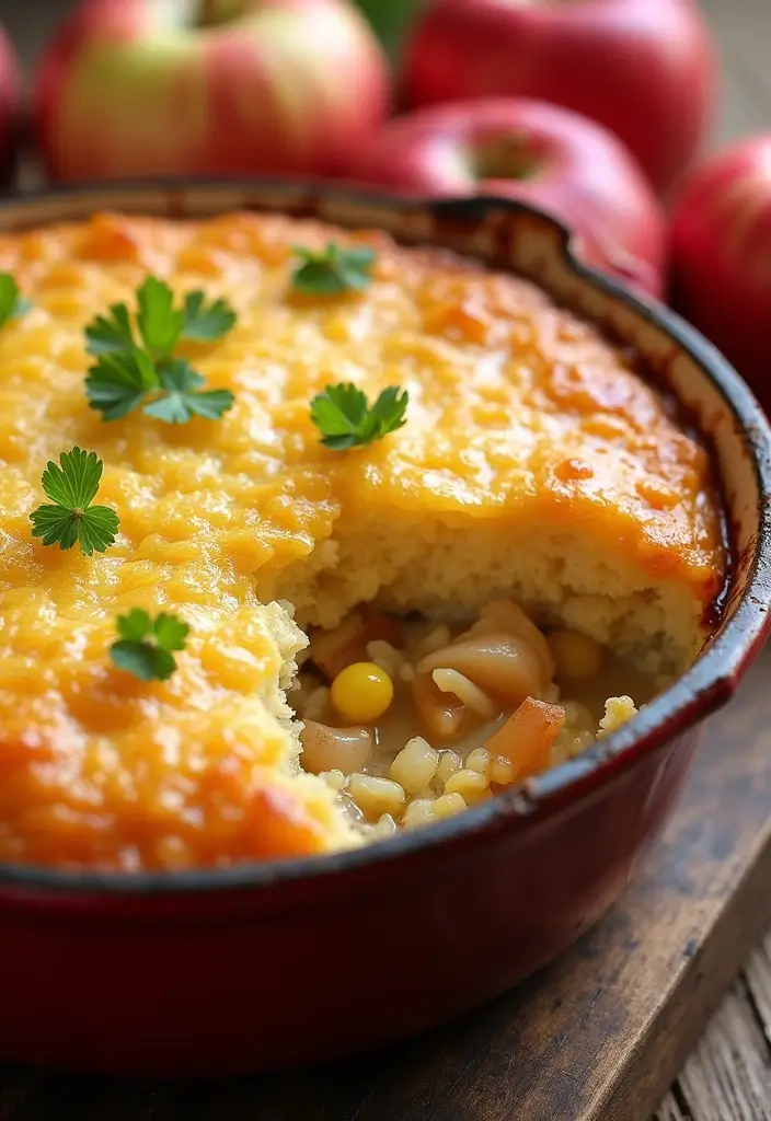 29 Cornbread Chicken Pot Pie Recipes That Feel Southern & Cozy - 26. Apple Cheddar Cornbread Chicken Pot Pie