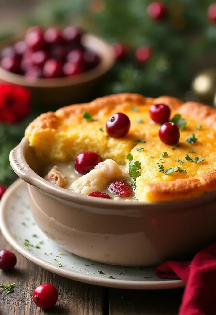 29 Cornbread Chicken Pot Pie Recipes That Feel Southern & Cozy - 29. Cranberry Cornbread Chicken Pot Pie