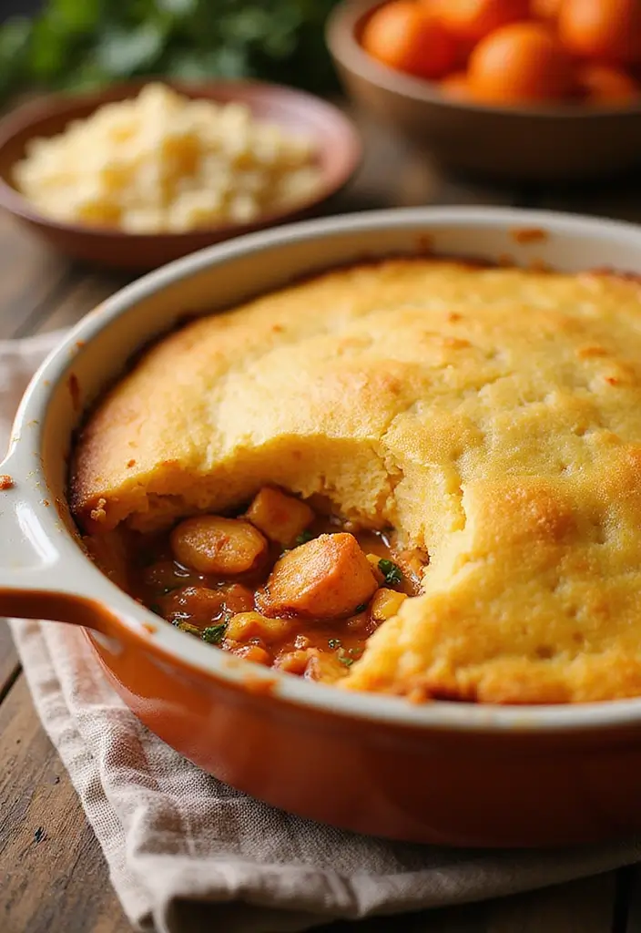 29 Cornbread Chicken Pot Pie Recipes That Feel Southern & Cozy - 7. Buffalo Chicken Cornbread Pot Pie