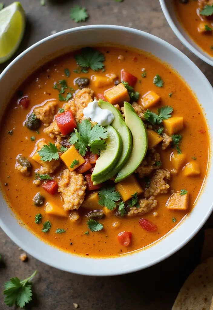 29 Creamy Chicken Enchilada Soup Recipes That Are Spicy & Smooth 17 29 Creamy Chicken Enchilada Soup Recipes That Are Spicy & Smooth - 16. Creamy Chicken Enchilada Soup with Quinoa