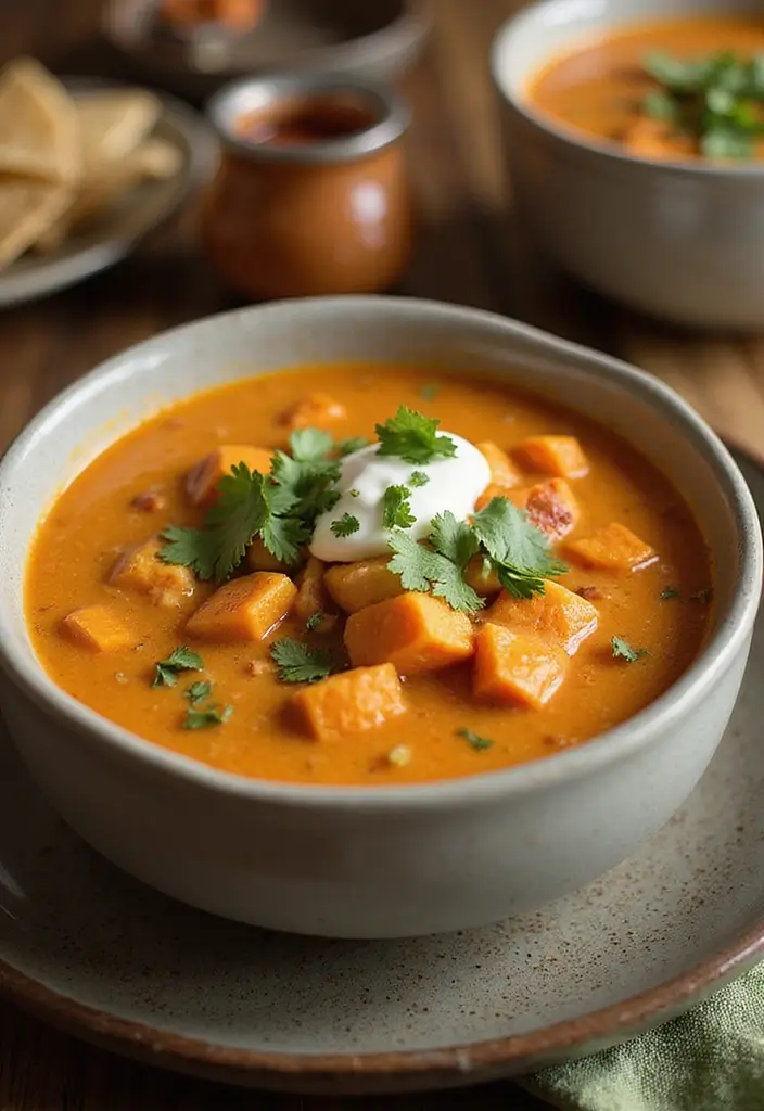 29 Creamy Chicken Enchilada Soup Recipes That Are Spicy & Smooth 18 29 Creamy Chicken Enchilada Soup Recipes That Are Spicy & Smooth - 17. Creamy Chicken Enchilada Soup with Sweet Potatoes