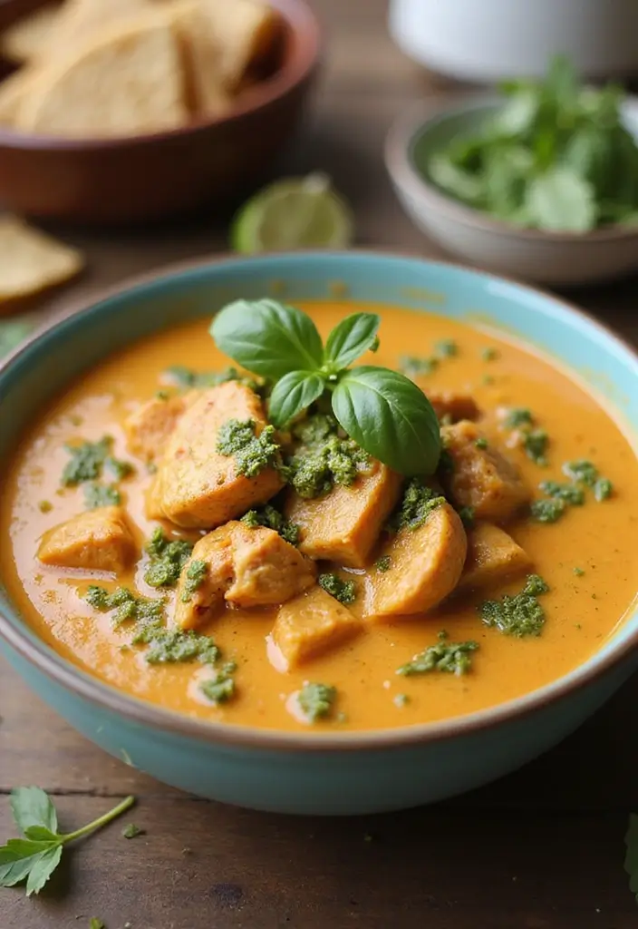 29 Creamy Chicken Enchilada Soup Recipes That Are Spicy & Smooth 24 29 Creamy Chicken Enchilada Soup Recipes That Are Spicy & Smooth - 23. Creamy Chicken Enchilada Soup with Pesto