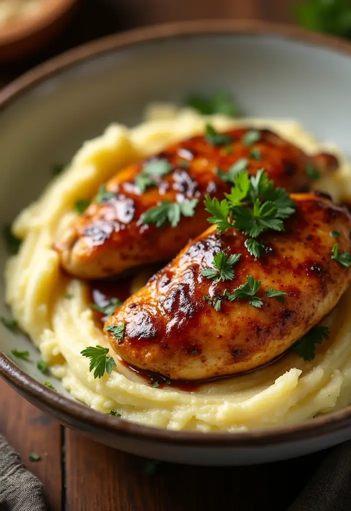 29 Crockpot Chicken and Potatoes Recipes That Feel Rustic & Filling 29 29 Crockpot Chicken and Potatoes Recipes That Feel Rustic & Filling - 13. Balsamic Chicken with Garlic Mashed Potatoes