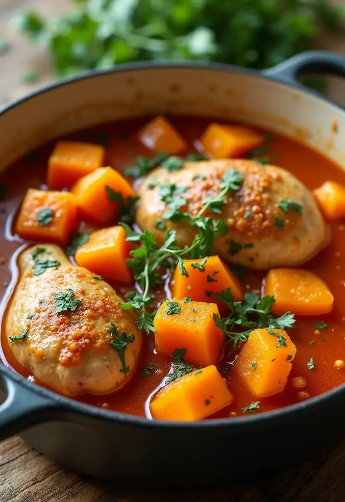 29 Crockpot Chicken and Potatoes Recipes That Feel Rustic & Filling 40 29 Crockpot Chicken and Potatoes Recipes That Feel Rustic & Filling - 24. Rustic Chicken and Sweet Potato Stew