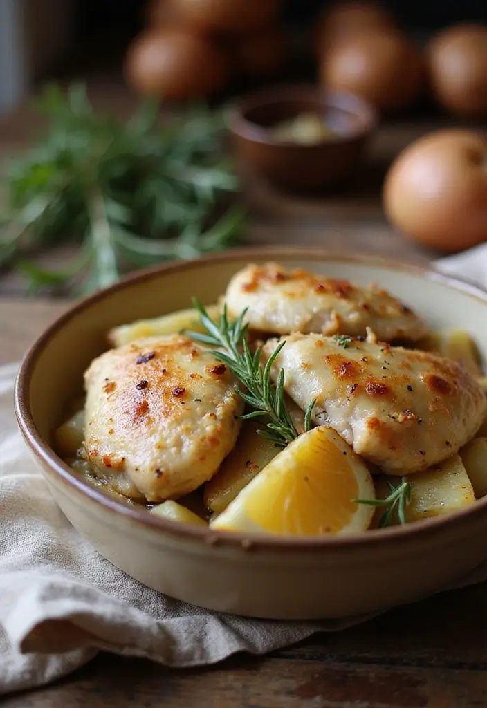 29 Crockpot Chicken and Potatoes Recipes That Feel Rustic & Filling 45 29 Crockpot Chicken and Potatoes Recipes That Feel Rustic & Filling - 29. Chicken and Potato Bake with Rosemary