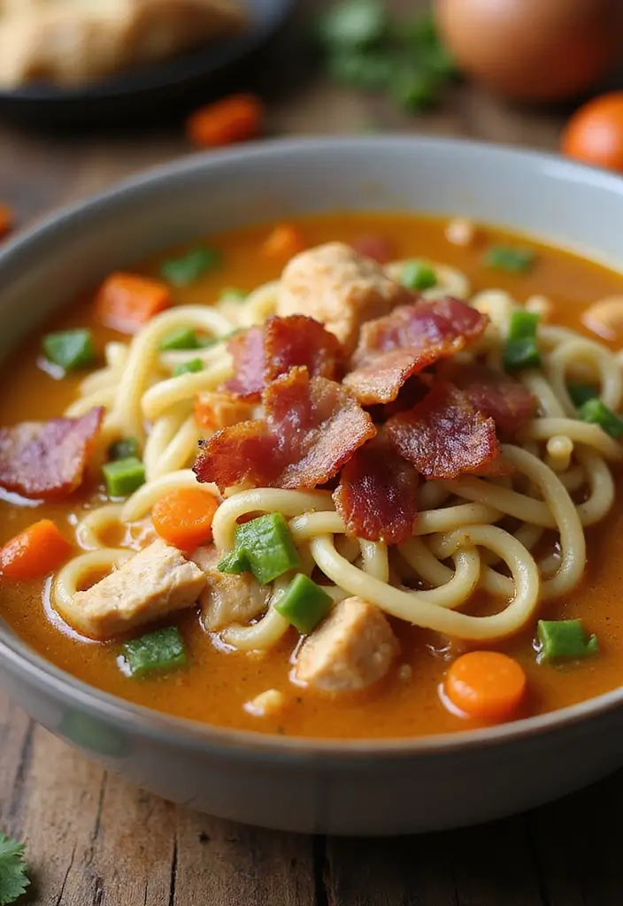 29 Hearty Chicken Noodle Soup Recipes That Warm You Up Instantly - 20. Bacon Chicken Noodle Soup