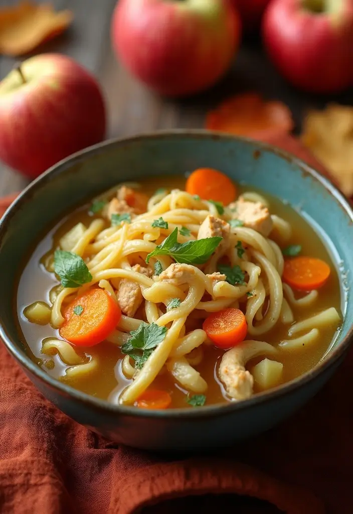 29 Hearty Chicken Noodle Soup Recipes That Warm You Up Instantly - 28. Apple Cider Chicken Noodle Soup