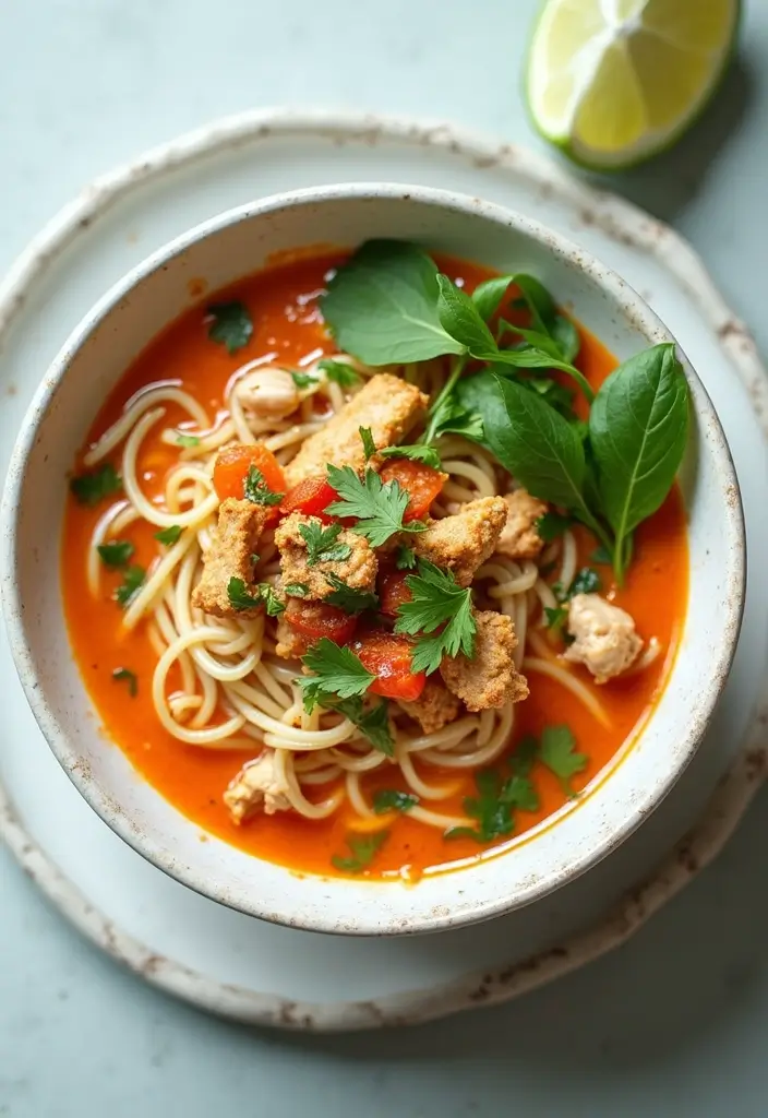 29 Hearty Chicken Noodle Soup Recipes That Warm You Up Instantly - 8. Thai Coconut Chicken Noodle Soup