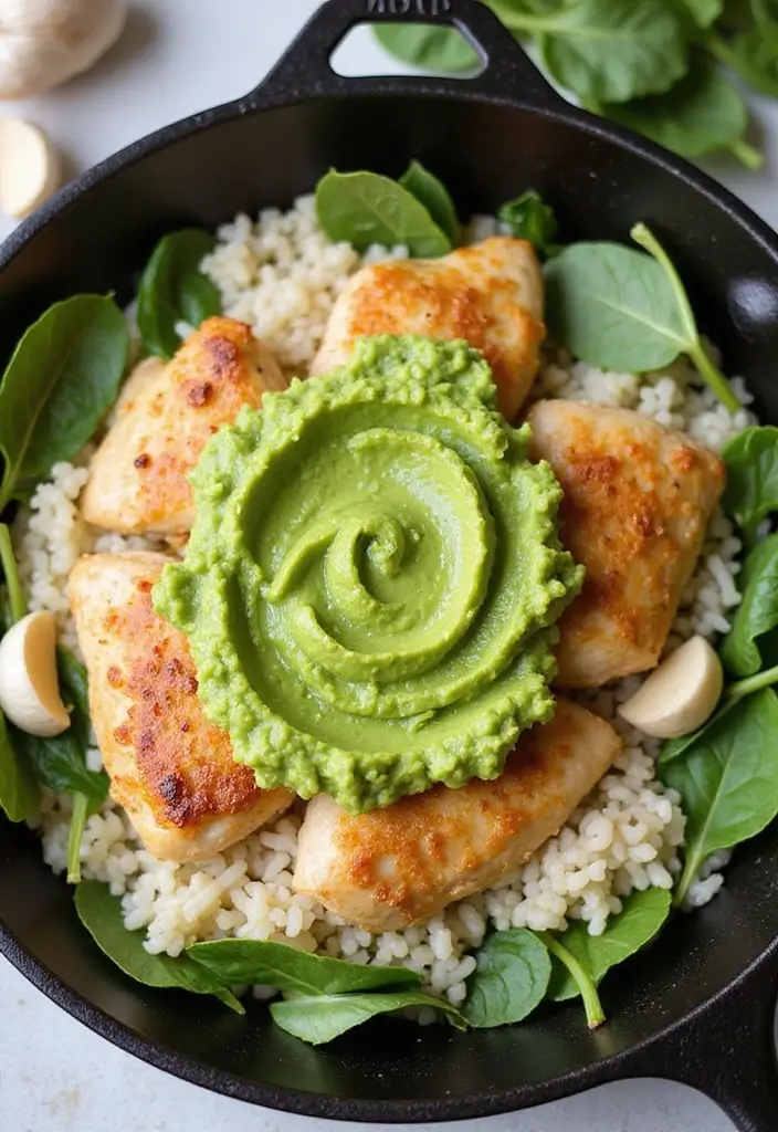 29 Mexican Chicken and Rice Recipes That Are Family Favorites 6 29 Mexican Chicken and Rice Recipes That Are Family Favorites - 5. Creamy Avocado Chicken and Rice Skillet